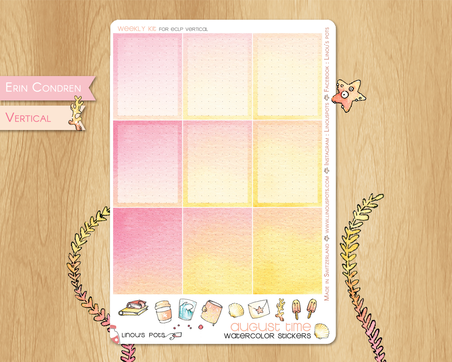 Fullboxes watercolor stickers for Erin Condren and Happy planner stickers