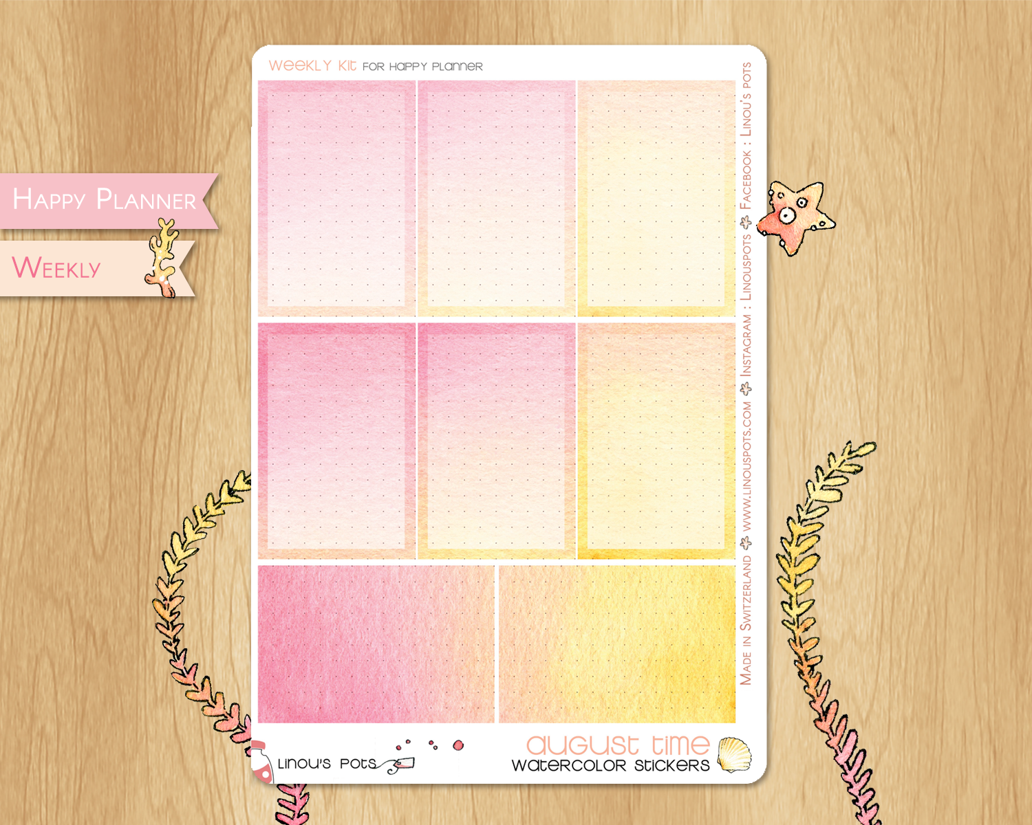 Fullboxes watercolor stickers for Erin Condren and Happy planner stickers