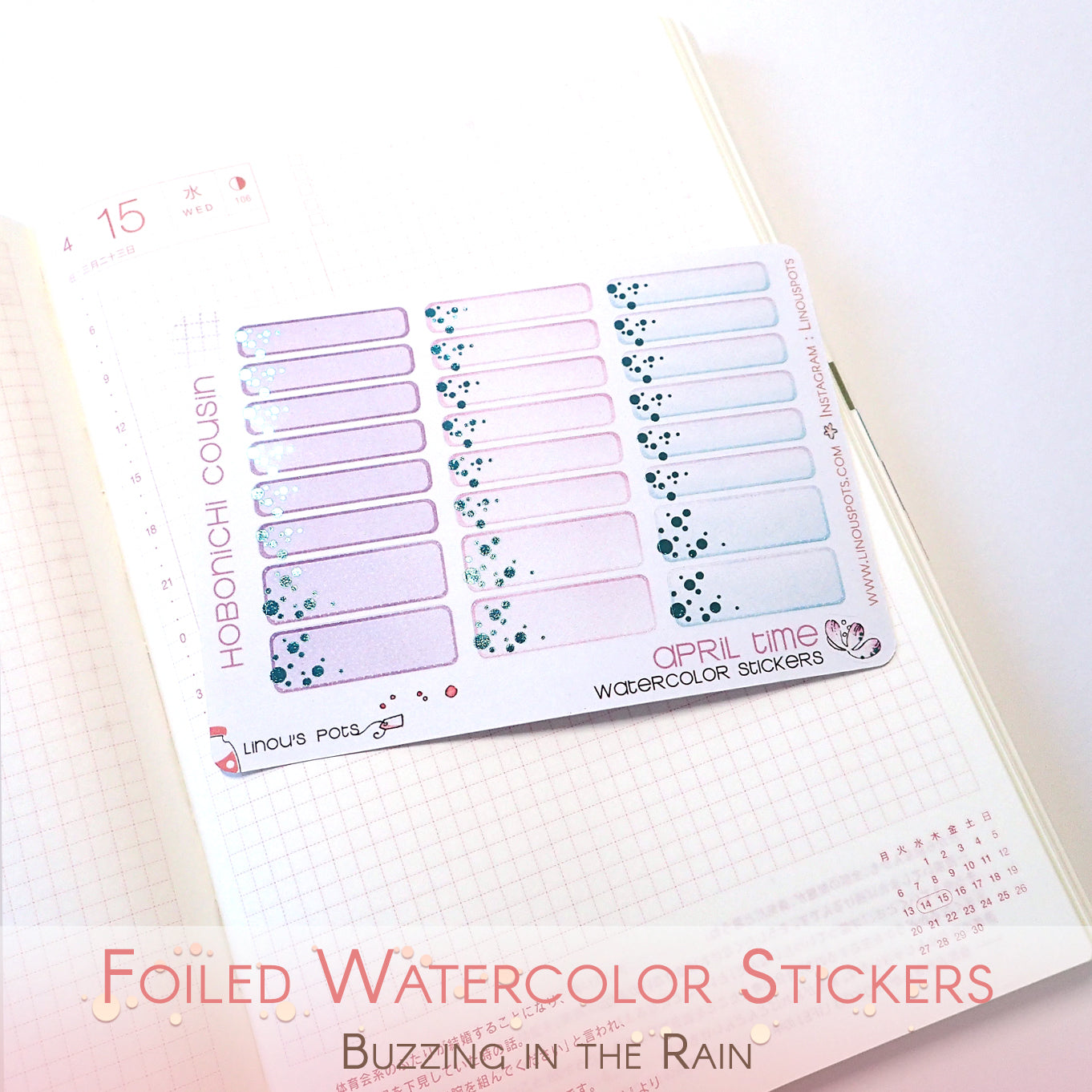 Foiled planner stickers for Hobonichi Cousin