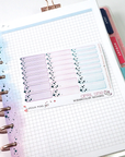 Watercolor planner stickers including 1,5'' wide miniboxes