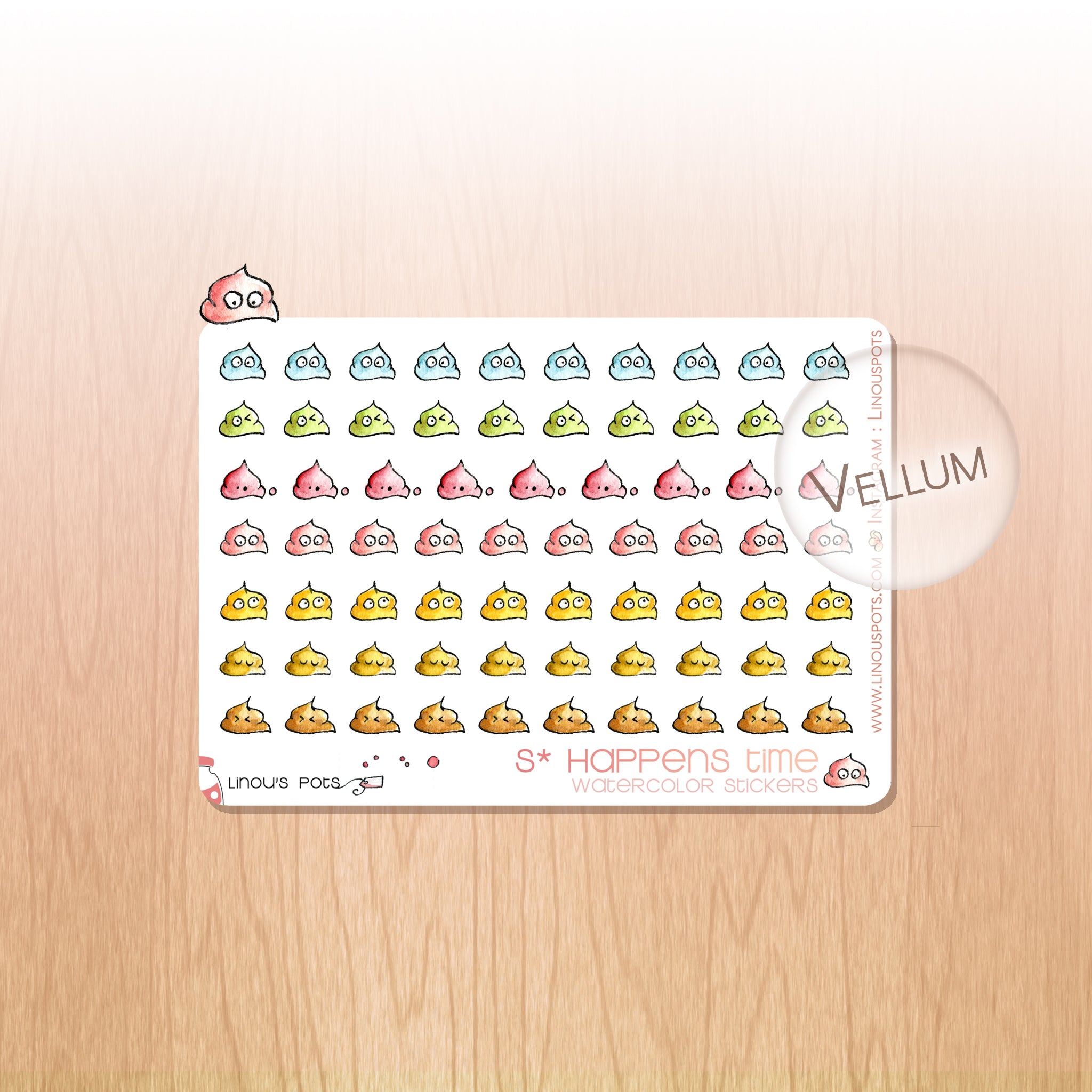 S* Happens - Decorative Watercolor Stickers MINI - Little Rainbow Poops