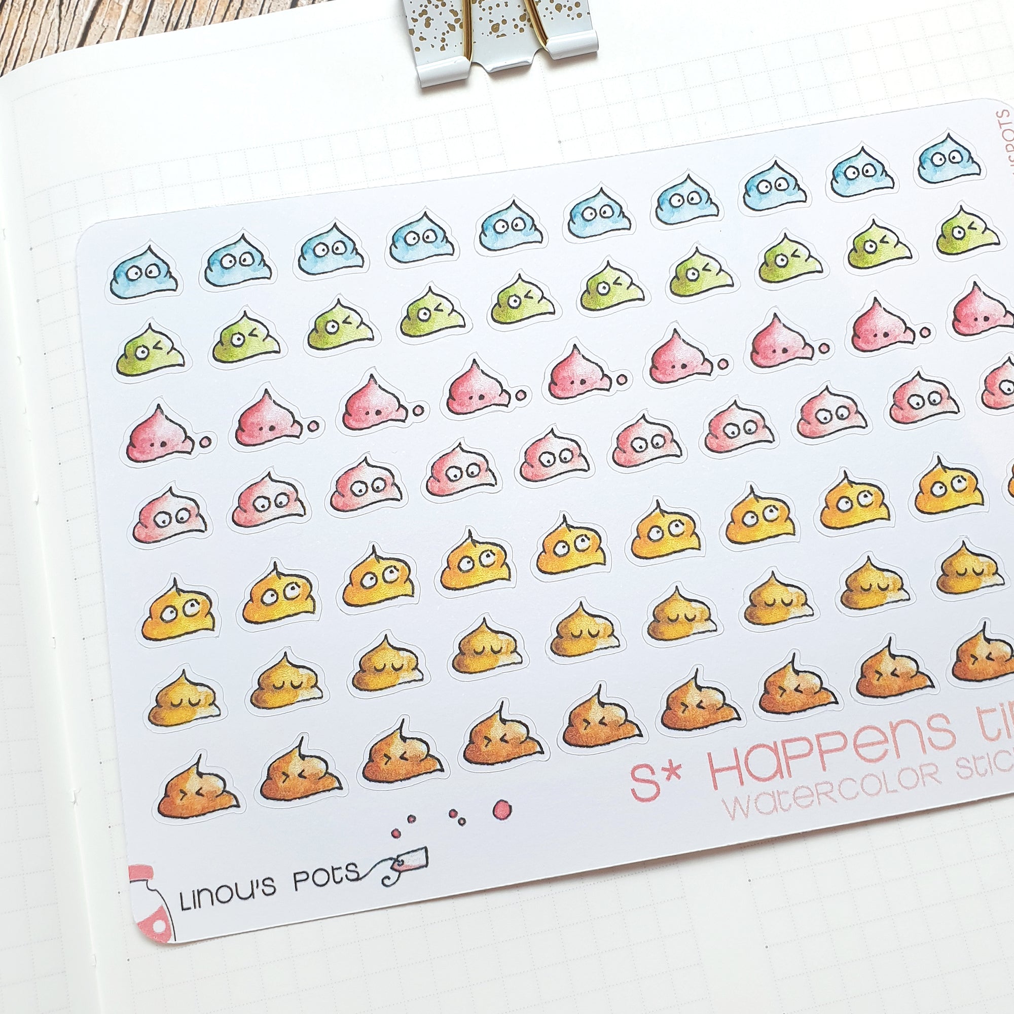 S* Happens - Decorative Watercolor Stickers MINI - Little Rainbow Poop ...