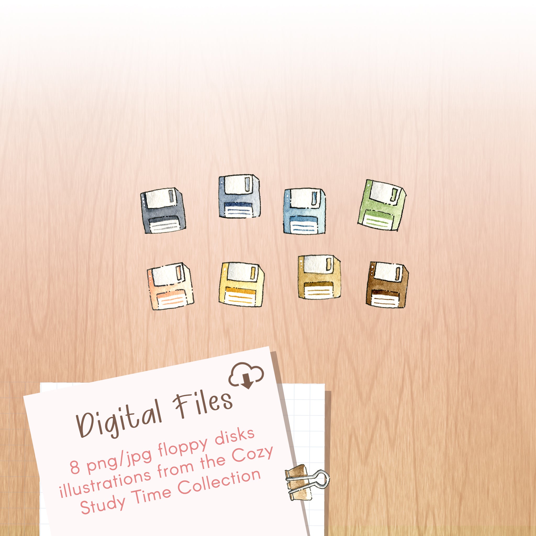 Cozy Study Time - Floppy Disks Digital Files