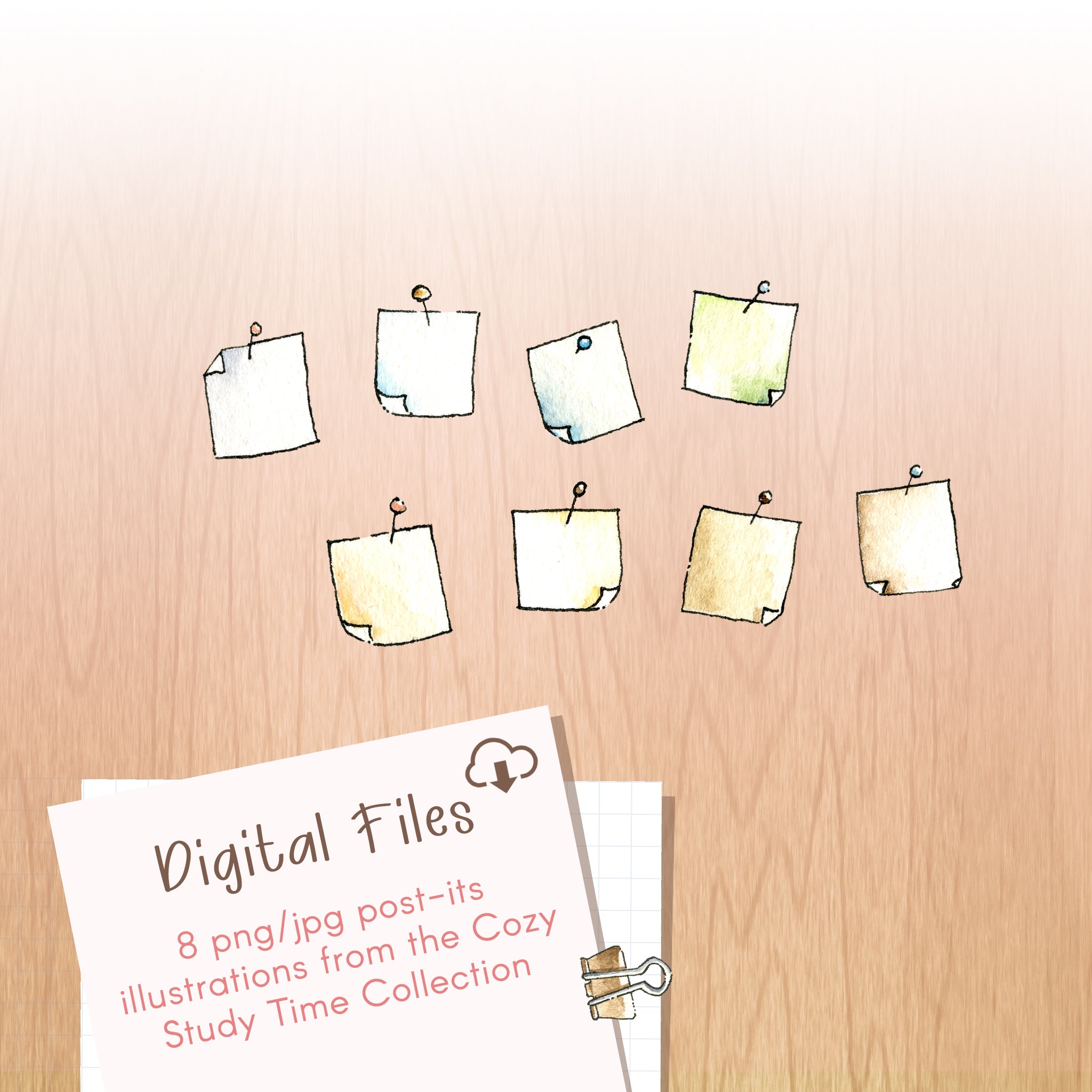 Cozy Study Time - Post-its Digital Files