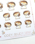 Second close up of watercolor stickers with writing hedgehogs