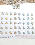 Cozy Study Time - Watercolor Planner Stickers MINI - Binder Clips