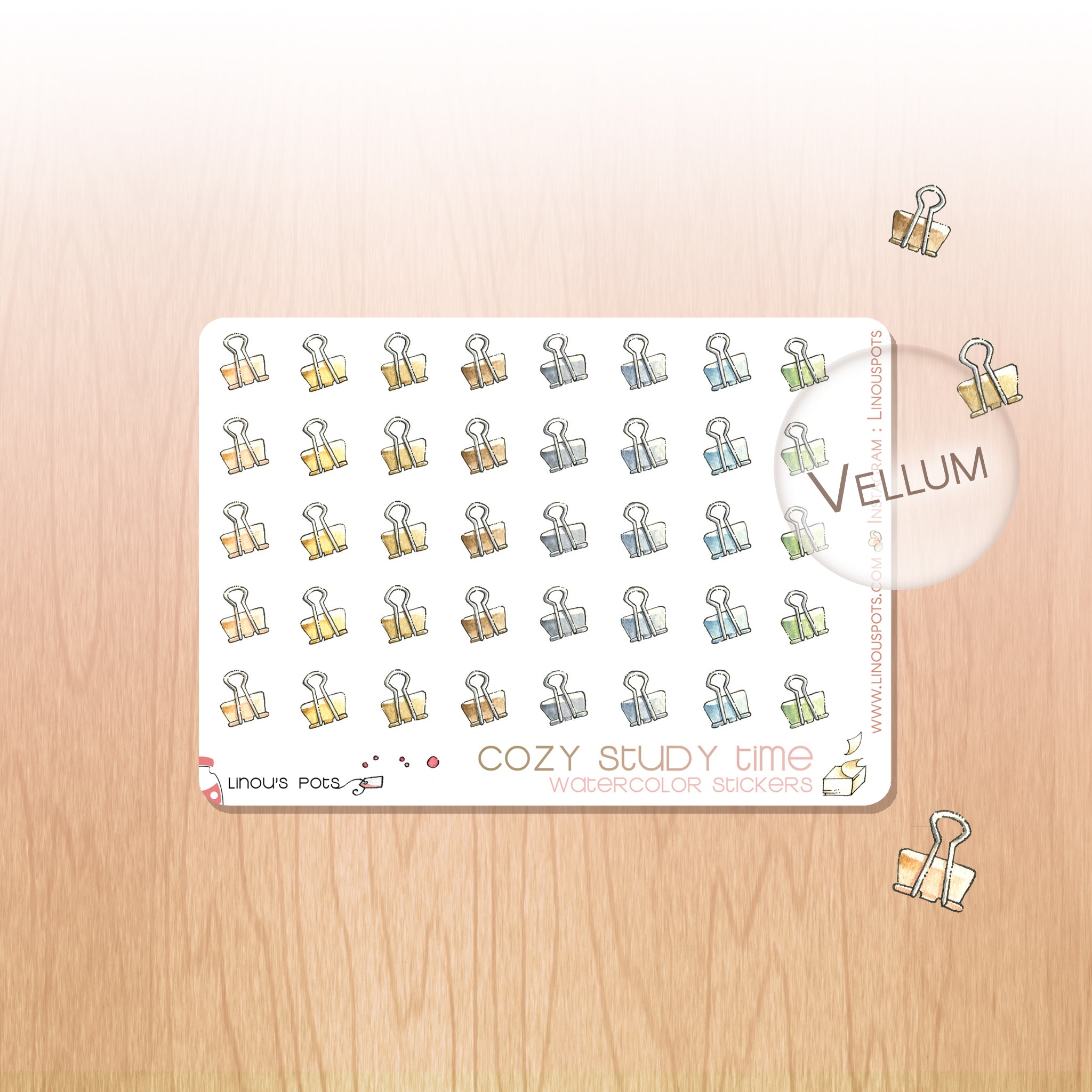 Binder Clips Stickers Rainbow Colors