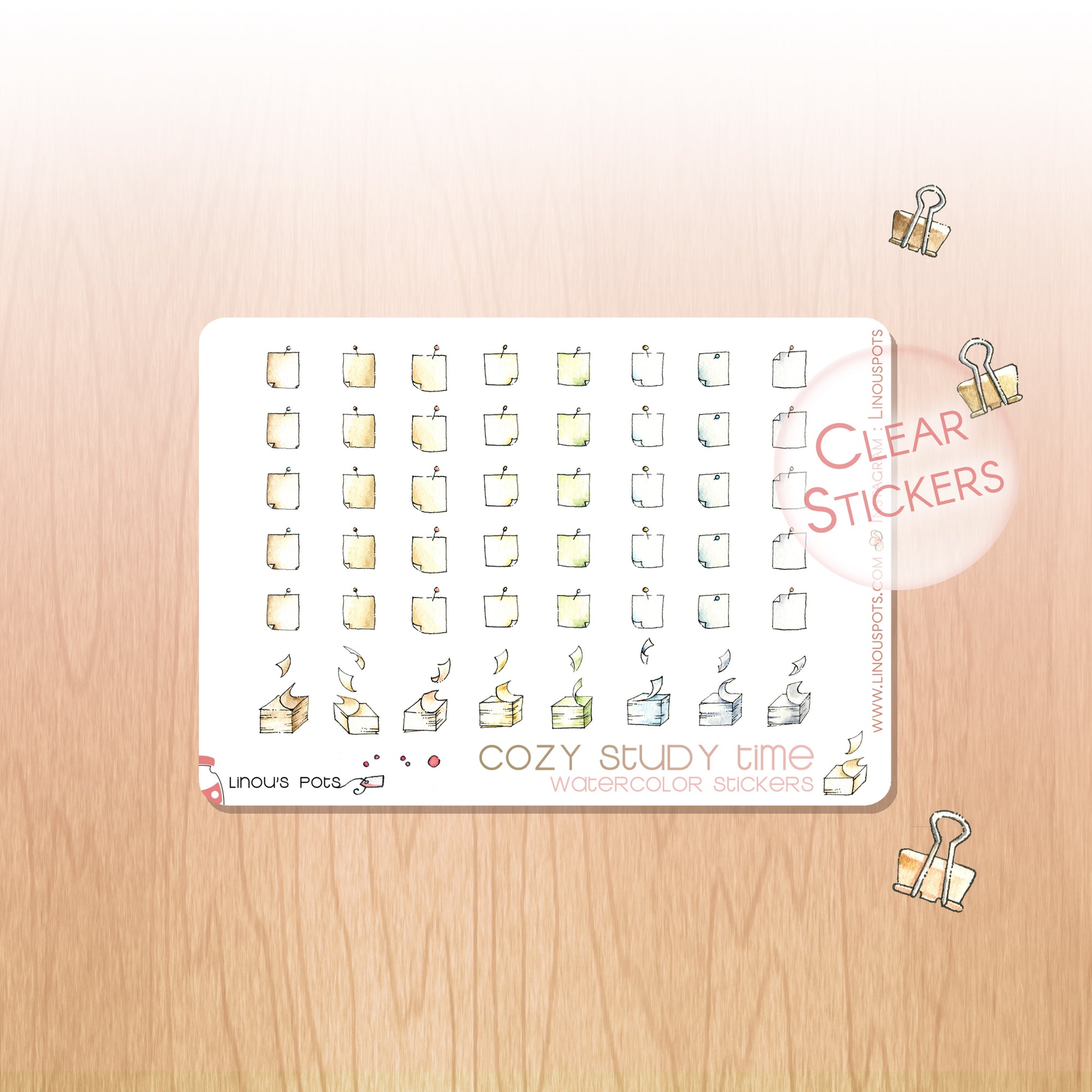 Watercolor Sticky Notes Stickers