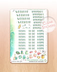 Watercolor planner stickers including lettered headers