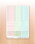watercolor planner stickers including 1,5'' wide miniboxes