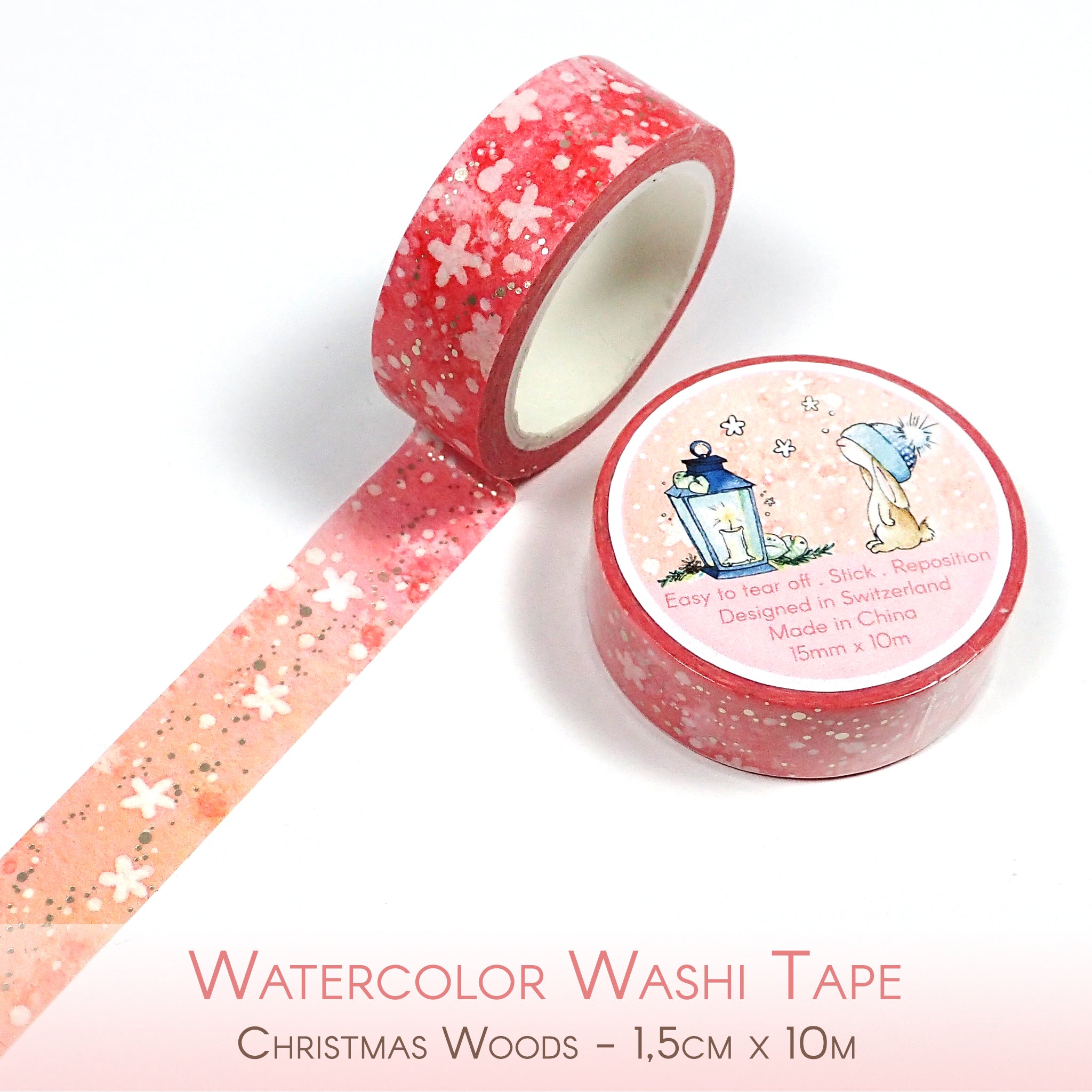 Foiled Watercolor washi tape for Christmas and Winter