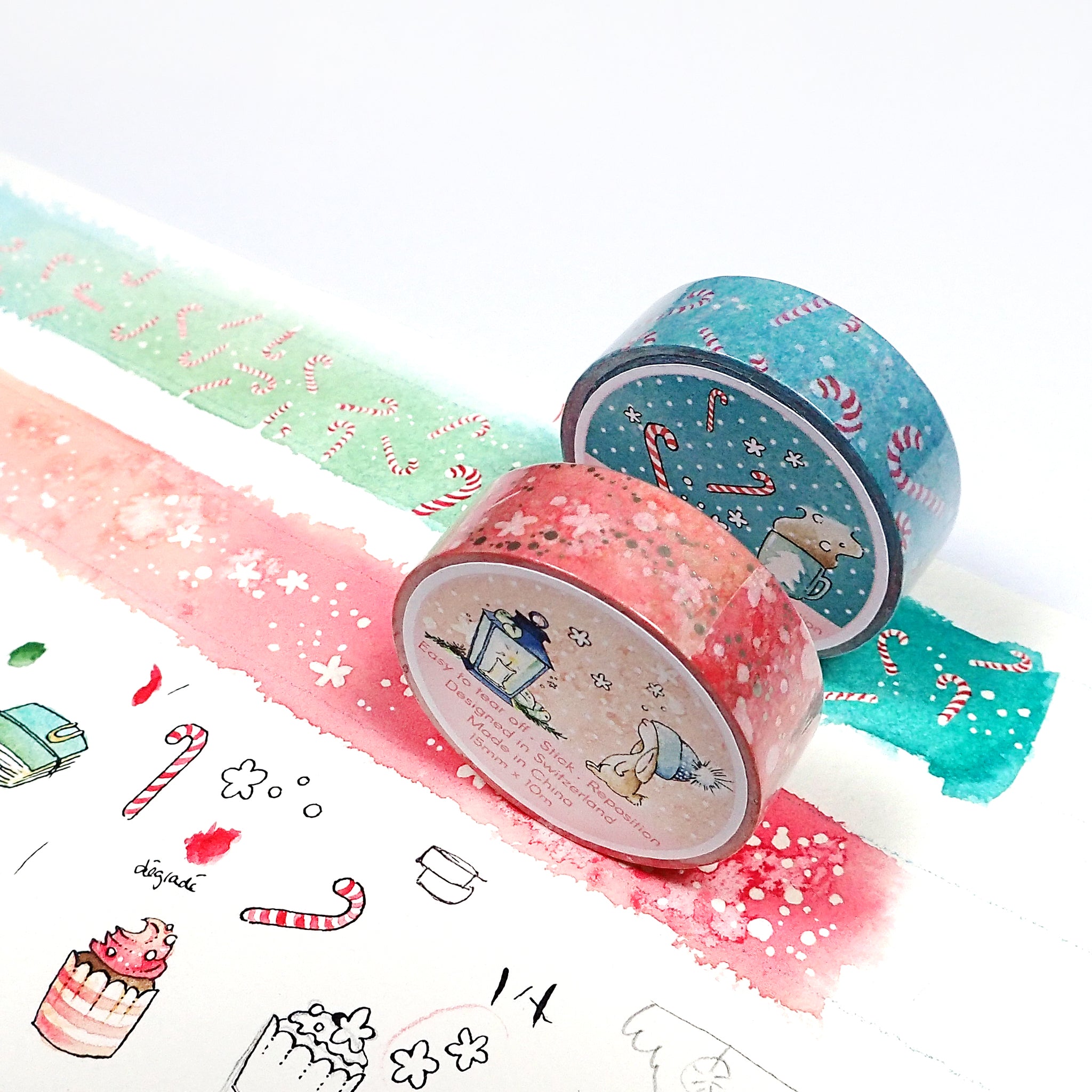 Foiled Watercolor washi tape for Christmas and Winter