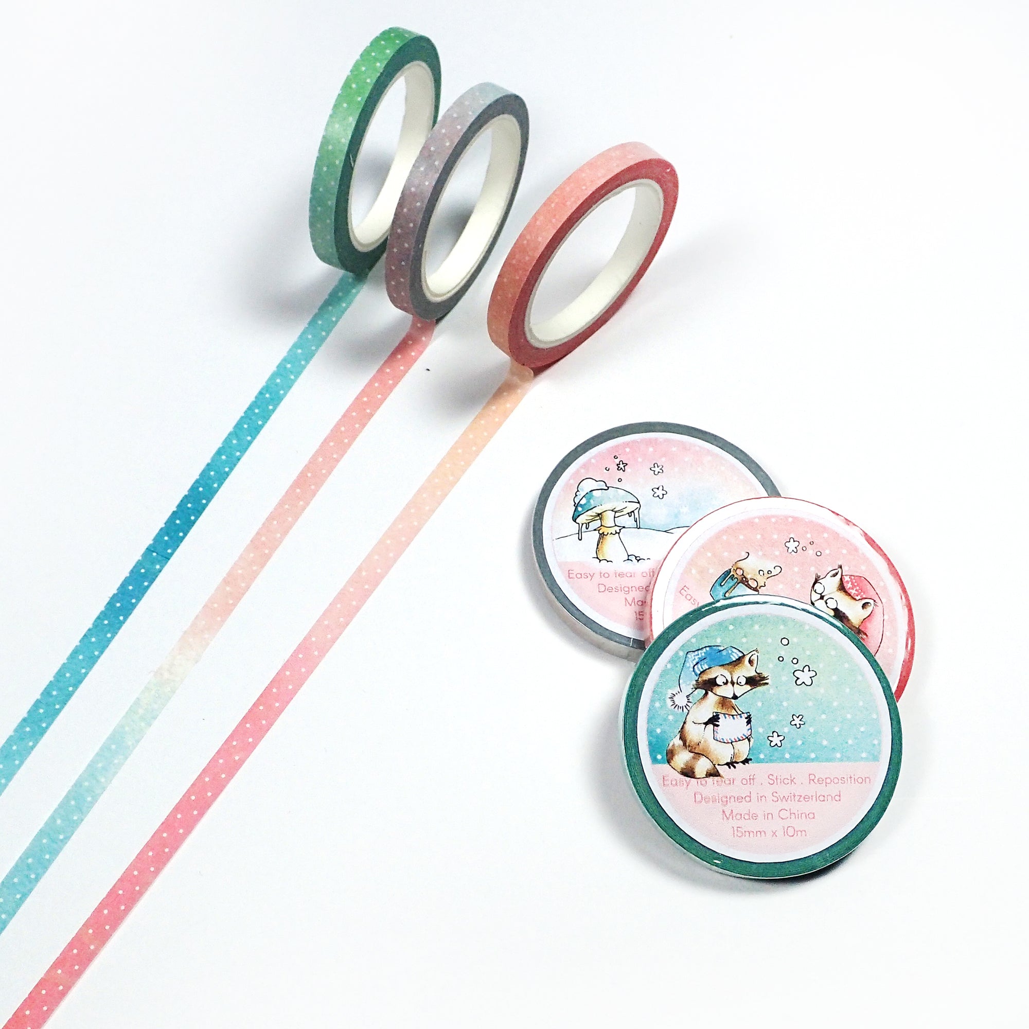 Thin watercolor washi tapes for Christmas Decorations