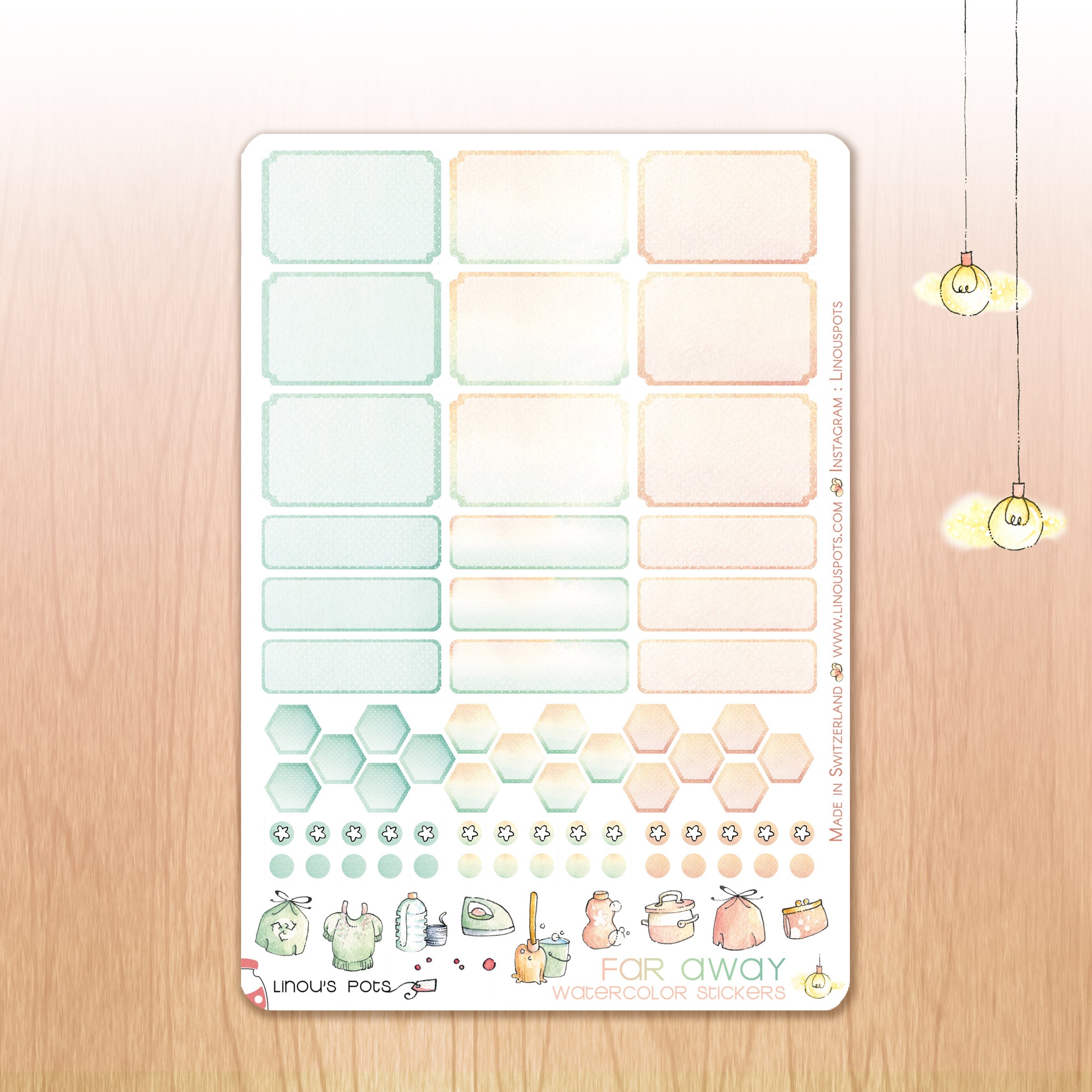 1,5’’ Hemiboxes & Eventboxes from our watercolor planner stickers collection