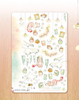 Watercolor illustrative planner stickers with snow leopards
