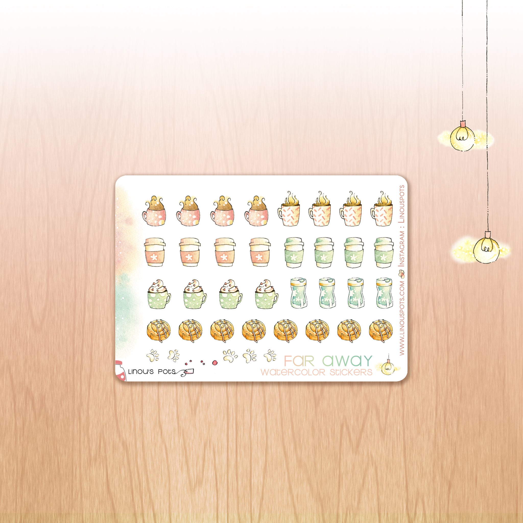 Watercolor stickers hot beverages 