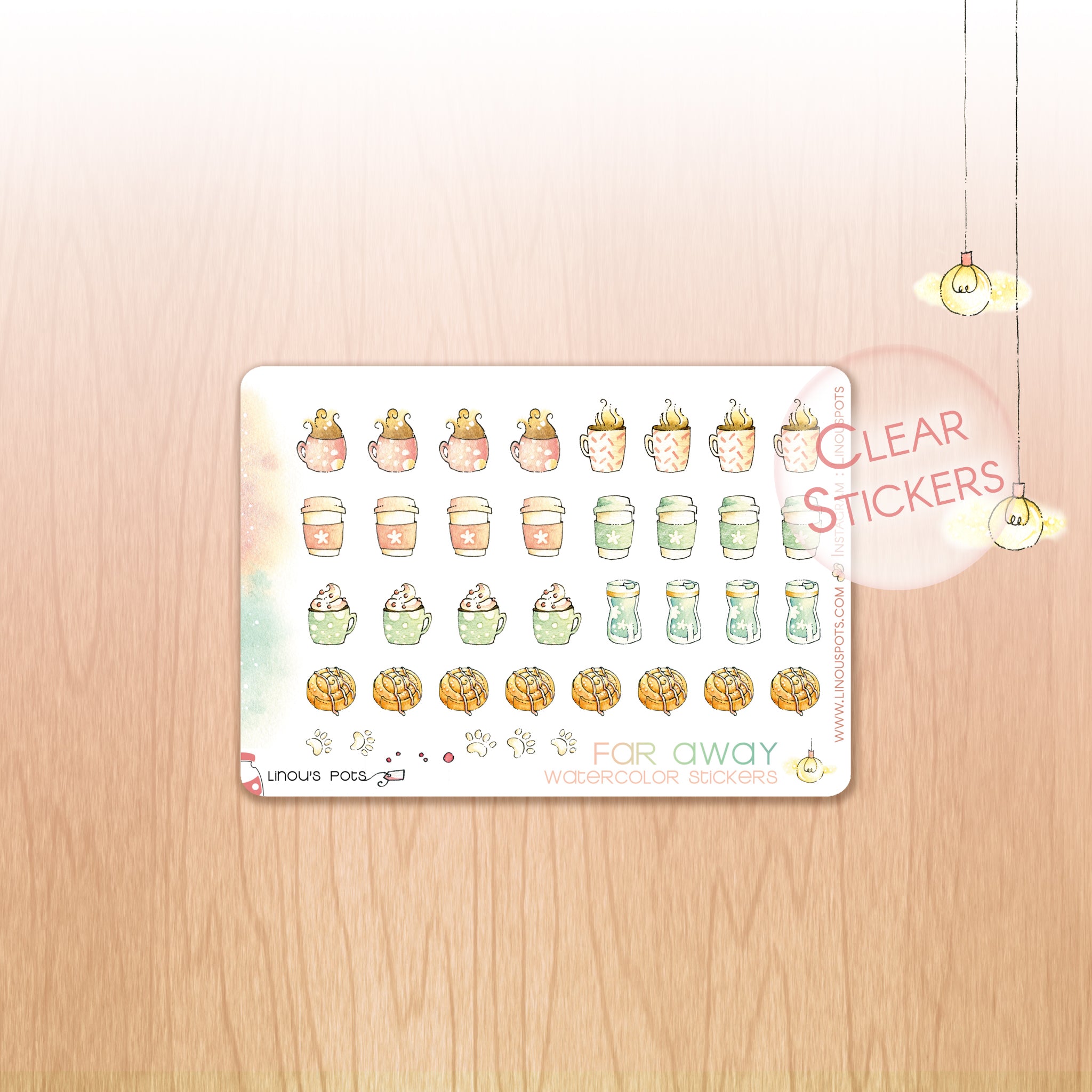 Watercolor stickers hot beverages 