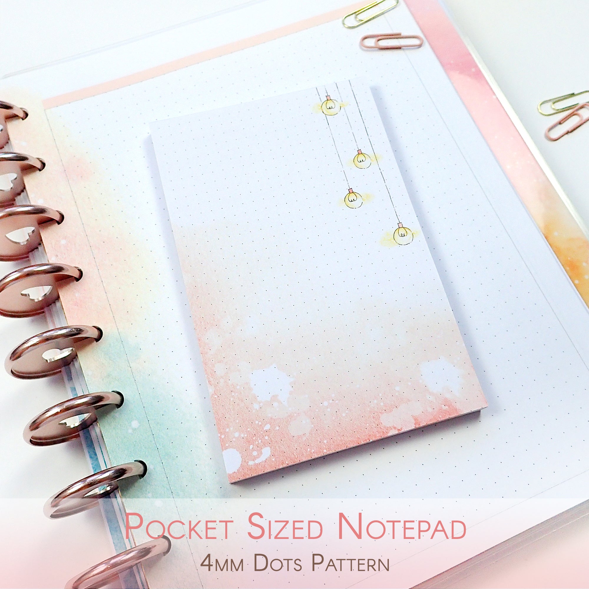 Pocket sized notepad with bullet journal dots pattern