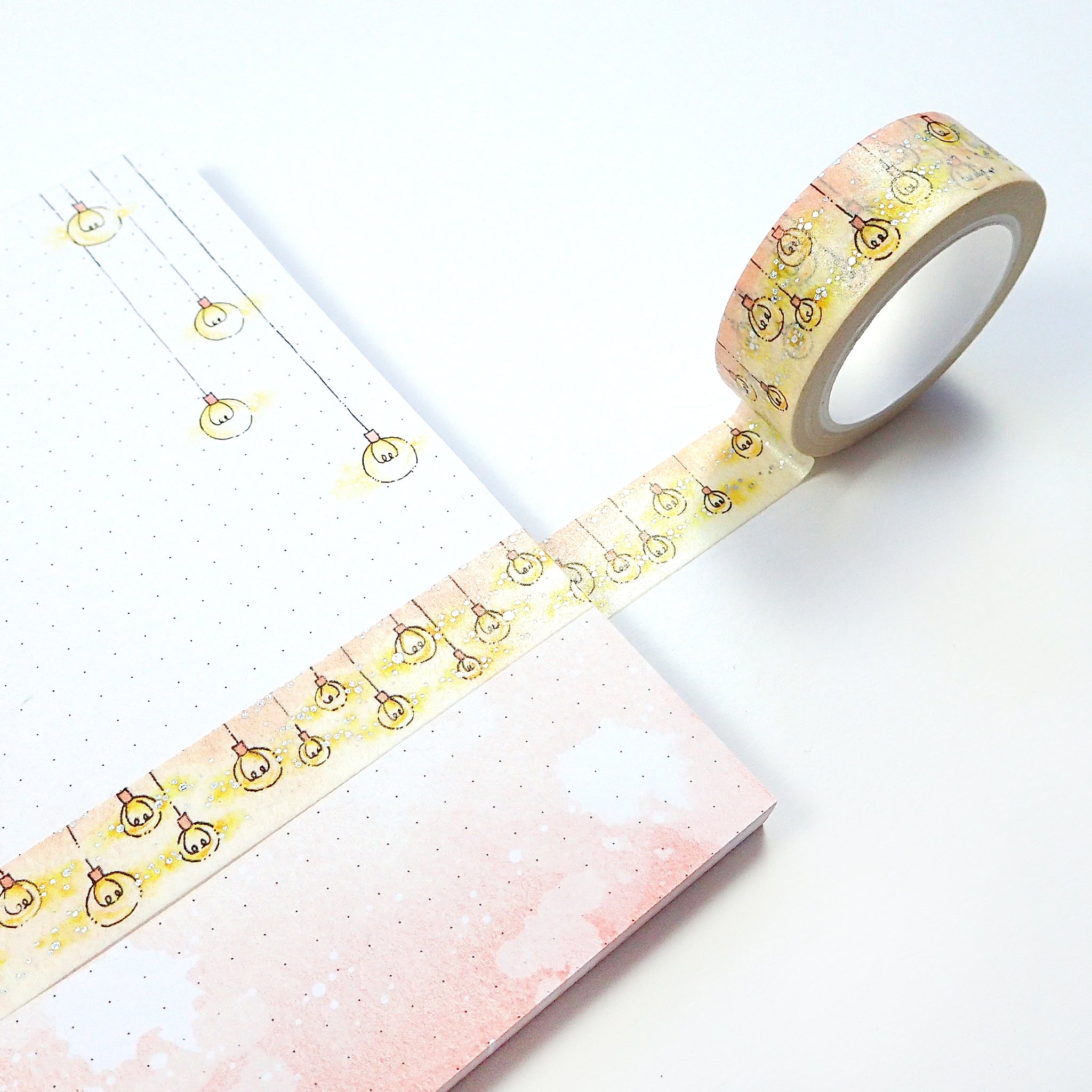 Hand designed watercolor washi tape with light bubbles