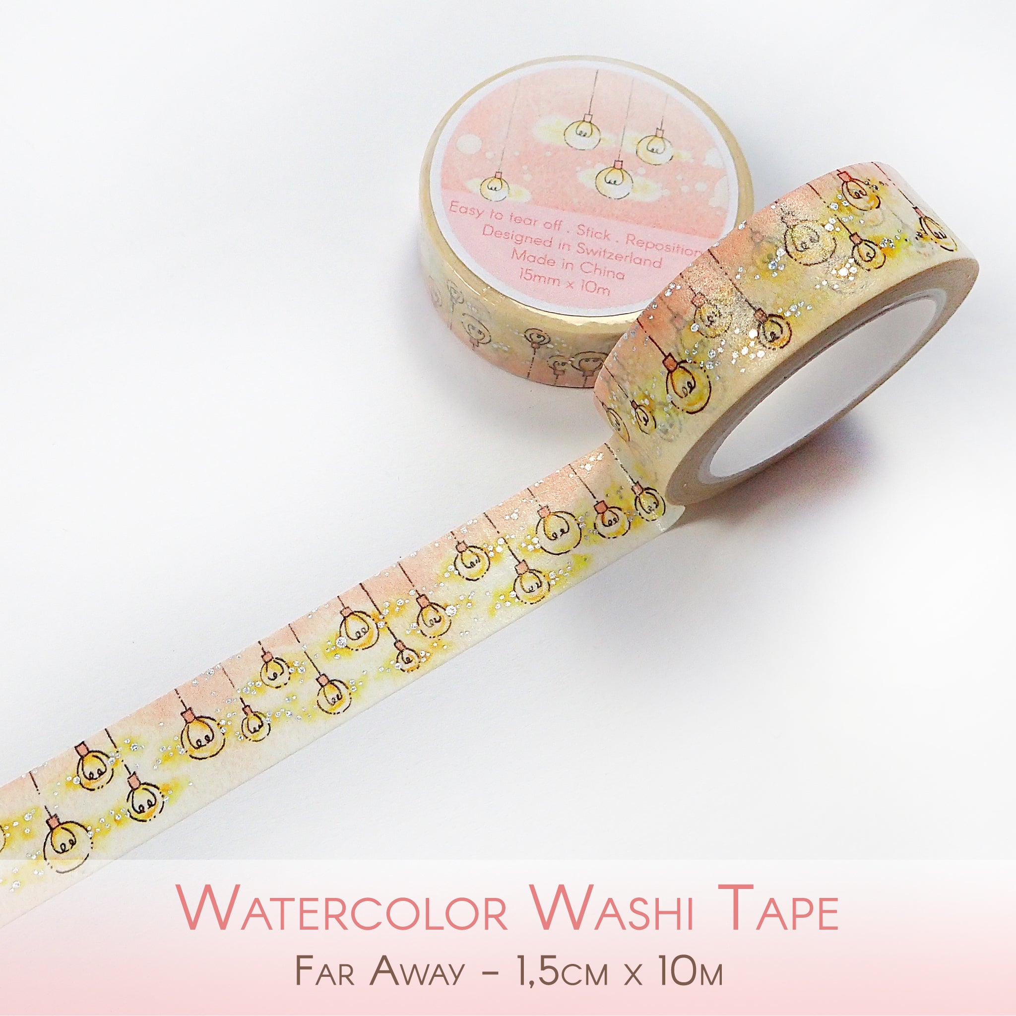 Hand designed watercolor washi tape with light bubbles