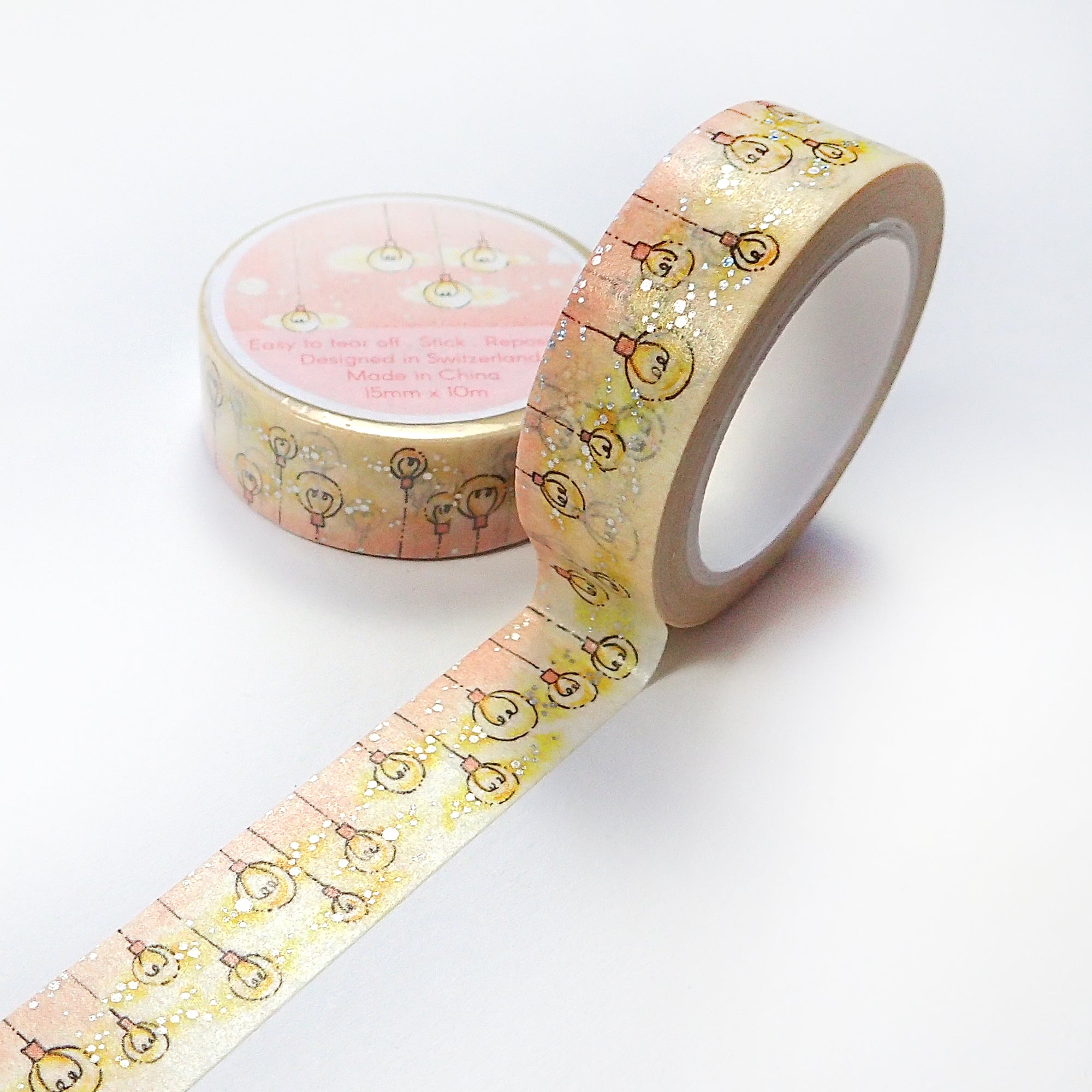 Hand designed watercolor washi tape with light bubbles