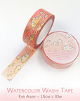 Watercolor foiled washi tape with clouds in pink tones
