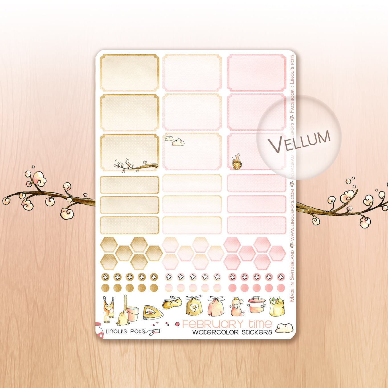Love Is In The Air - Watercolor Planner Stickers - 1,5’’ wide Hemiboxes &amp; Eventboxes