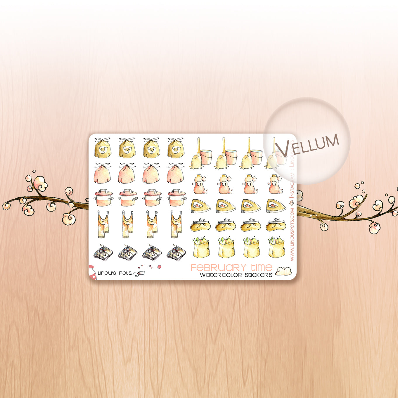 Love Is In The Air - Watercolor Planner Stickers MINI - House Chores