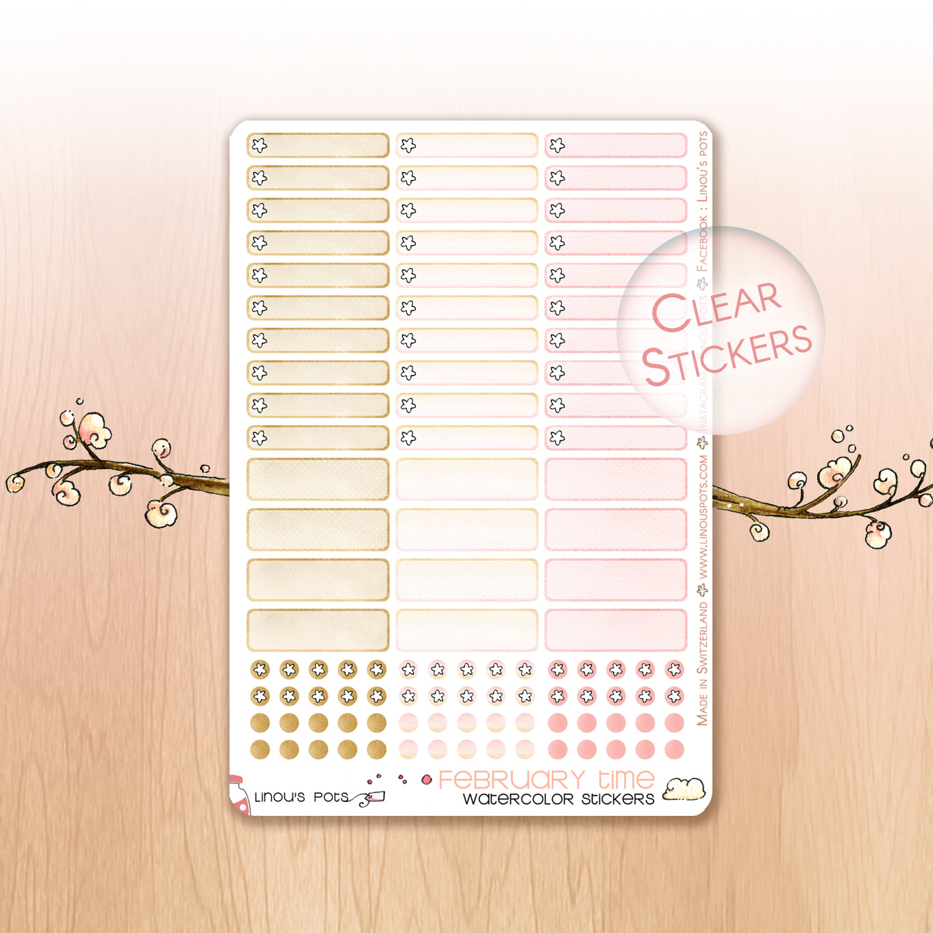 Love Is In The Air - Watercolor Planner Stickers - 1,5’’ wide Miniboxes
