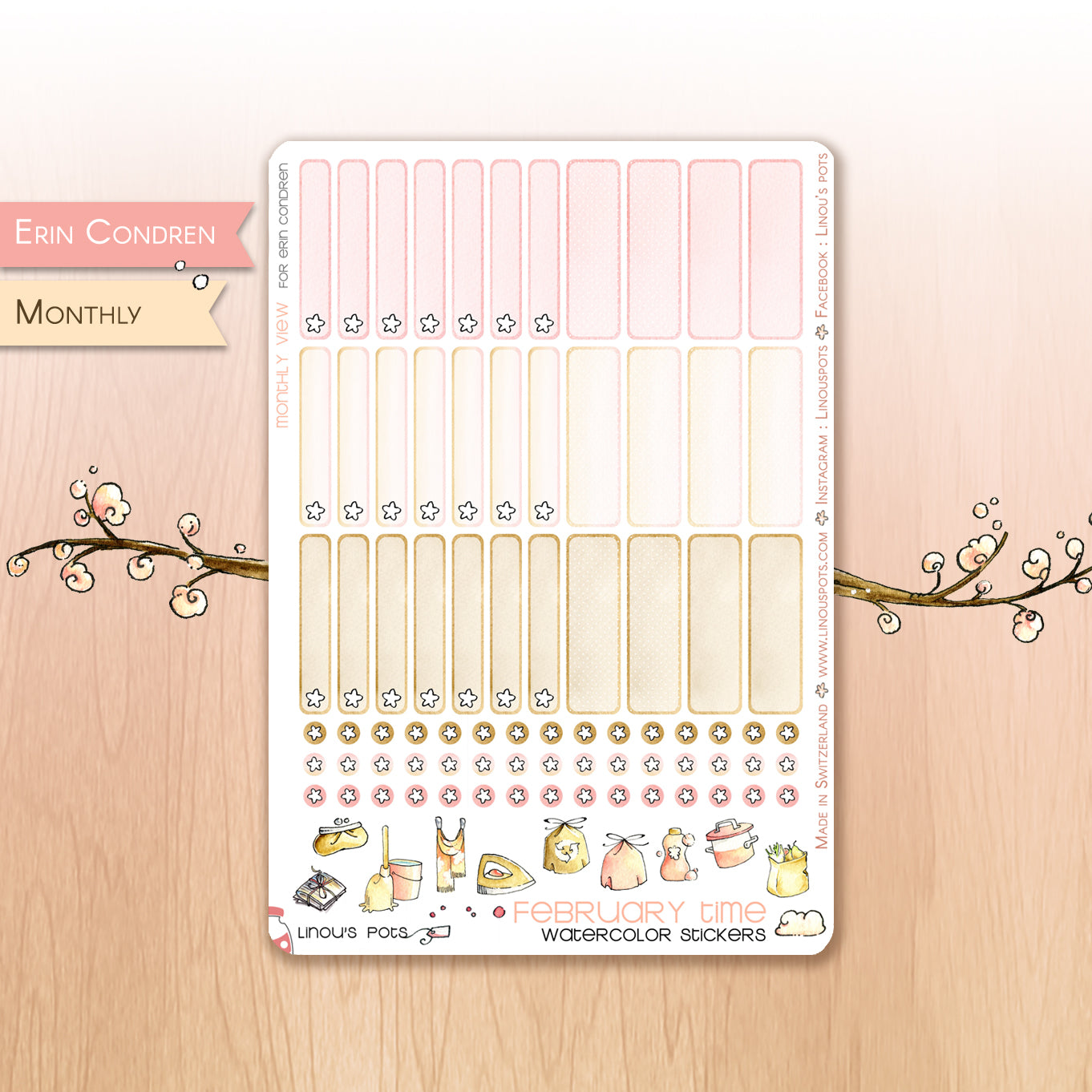 Love Is In The Air - Watercolor Planner Stickers - Monthly Miniboxes