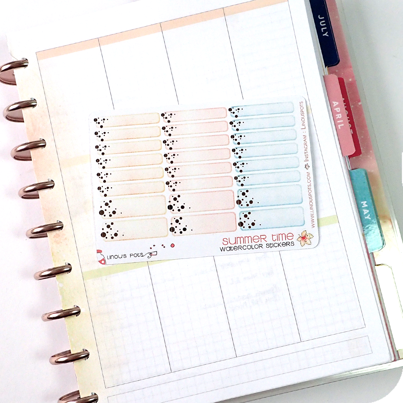 Late Summer - Watercolor Planner Stickers MINI - 1,5&#39;&#39; Miniboxes FOILED ✨