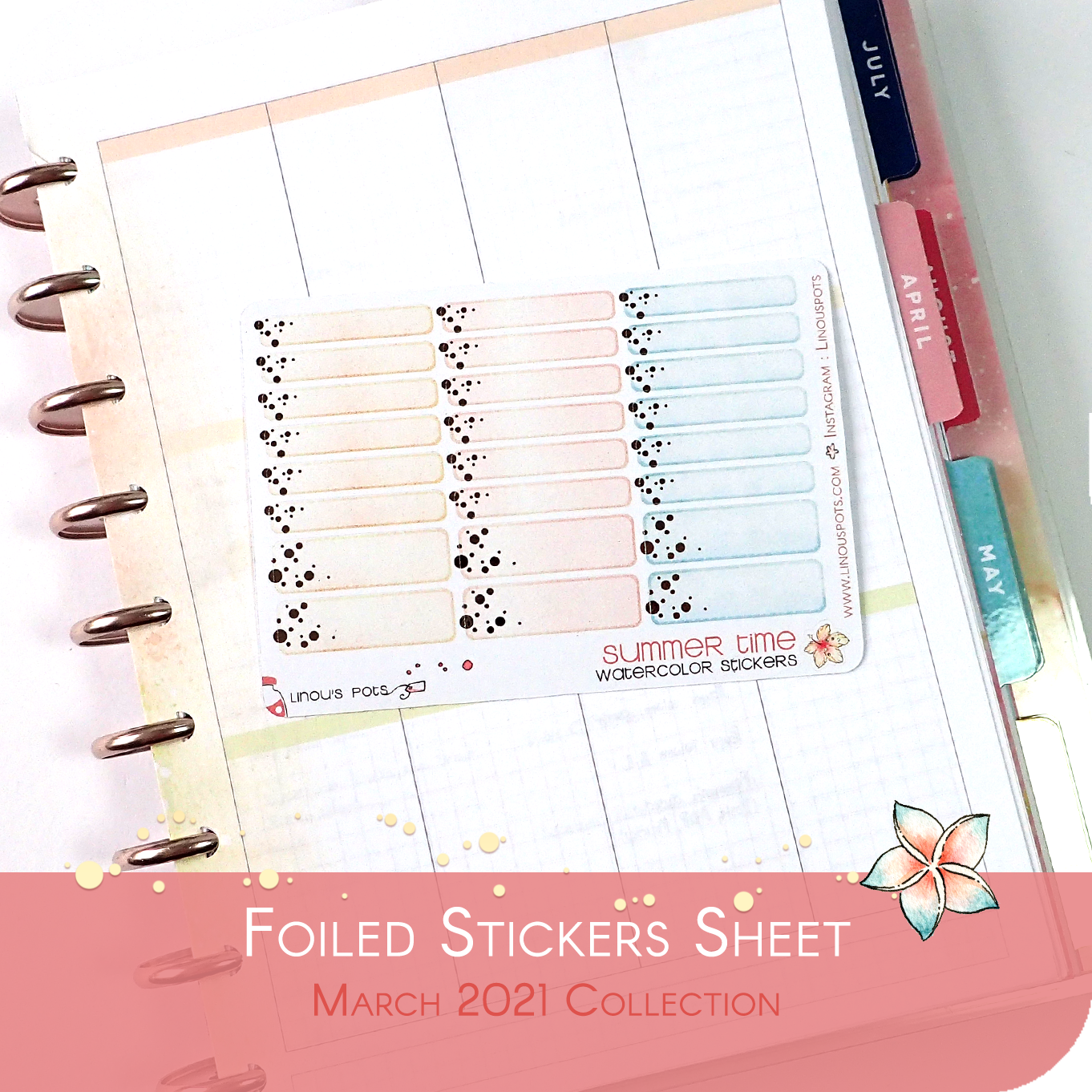 Late Summer - Watercolor Planner Stickers MINI - 1,5&#39;&#39; Miniboxes FOILED ✨