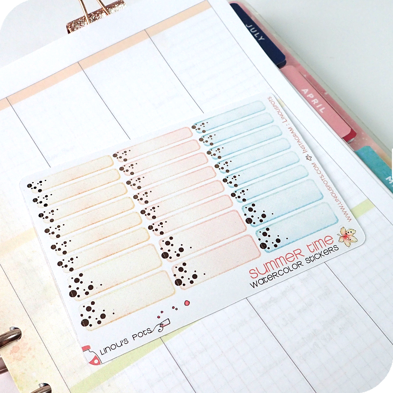 Late Summer - Watercolor Planner Stickers MINI - 1,5&#39;&#39; Miniboxes FOILED ✨