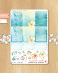 Late Summer - Watercolor Planner Stickers - 1,5'' Blue Fullboxes