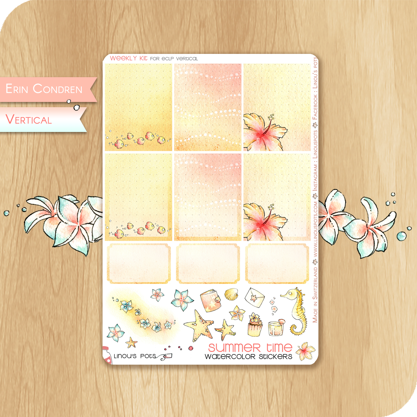 Late Summer - Watercolor Planner Stickers - 1,5&#39;&#39; Yellow Fullboxes