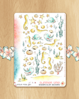 Late Summer - Decorative Watercolor Stickers - Seahorses, Starfishes & Octopus