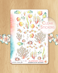 Late Summer - Decorative Watercolor Stickers - Fishes, Corals & Sea Urchins