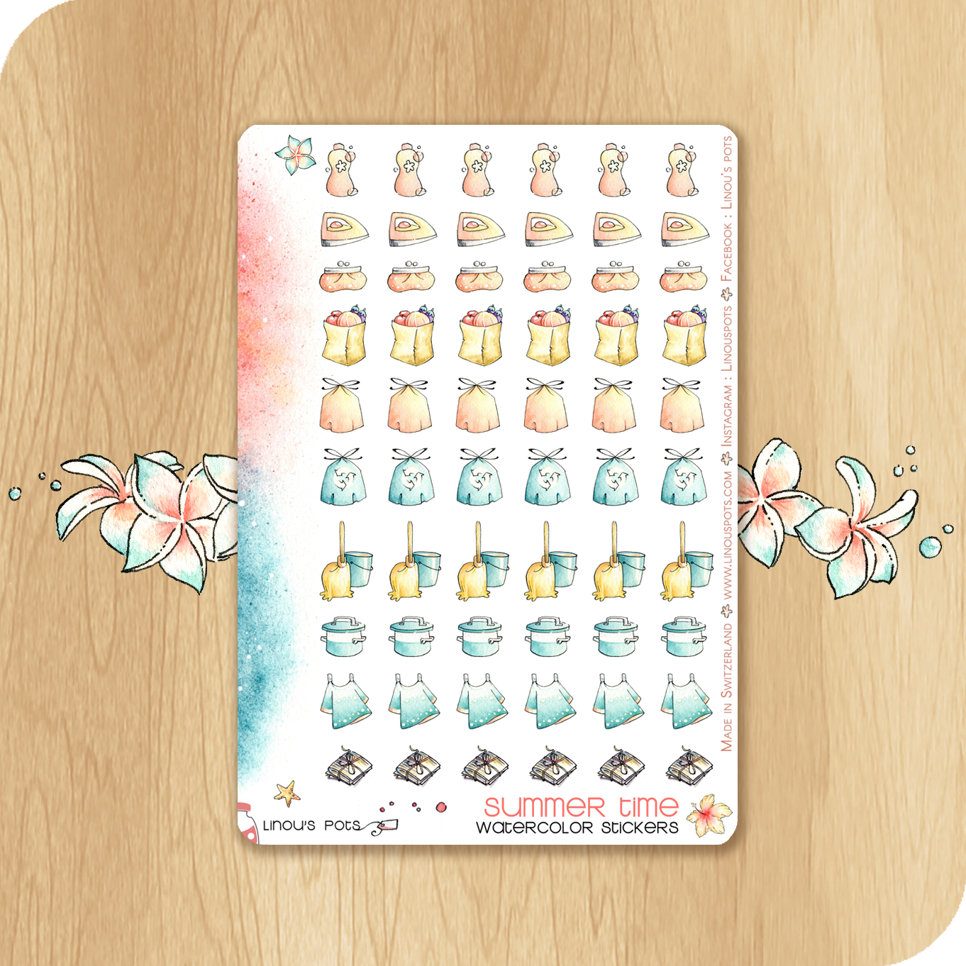 Late Summer - Watercolor Planner Stickers - House Chores