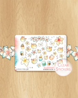 Late Summer - Decorative Watercolor Stickers MINI - Flowers & Spiny Fishes