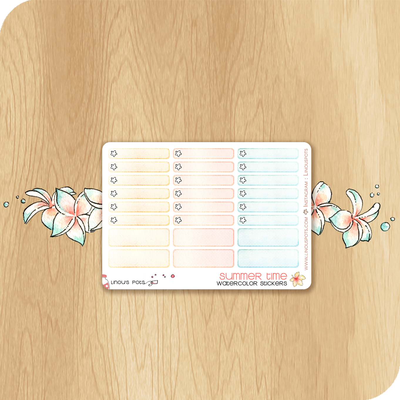 Late Summer - Watercolor Planner Stickers MINI - 1,5&#39;&#39; Miniboxes