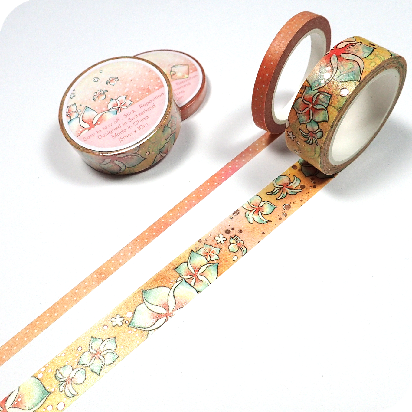 Flowered watercolor washi tape for summer