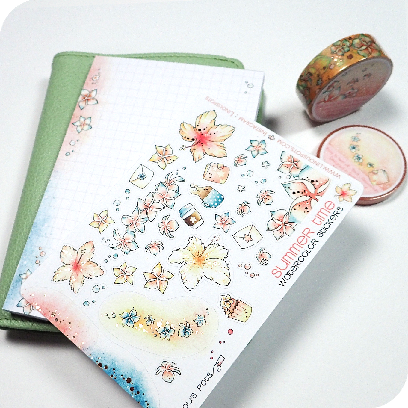 Late Summer - Decorative Watercolor Stickers MINI - Exotic Flowers FOILED ✨