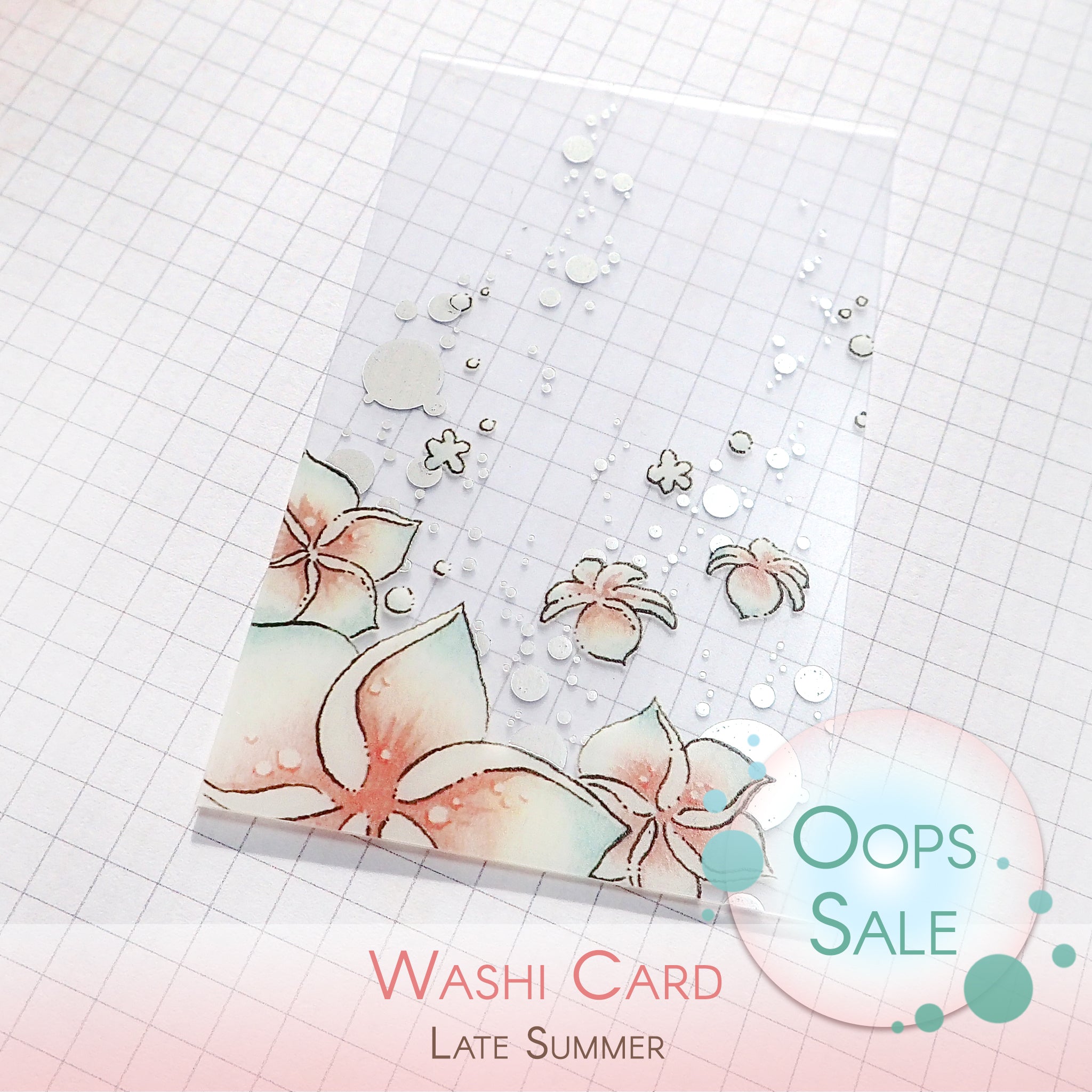 Washi tape card with summer flowers details