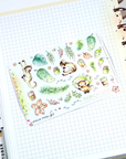 Off The Clock – Foiled Decorative Watercolor Stickers - Monkeys under the Rain