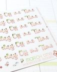 Off The Clock - Foiled Watercolor Planner Stickers MINI  - Self Care Headers