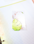 Transparent washi card with fresh leaves watercolor illustrations