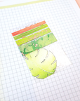 Transparent washi card with fresh leaves watercolor illustrations