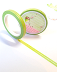 Off The Clock - Foiled Thin Washi Tape - Green and Rose Gold Line