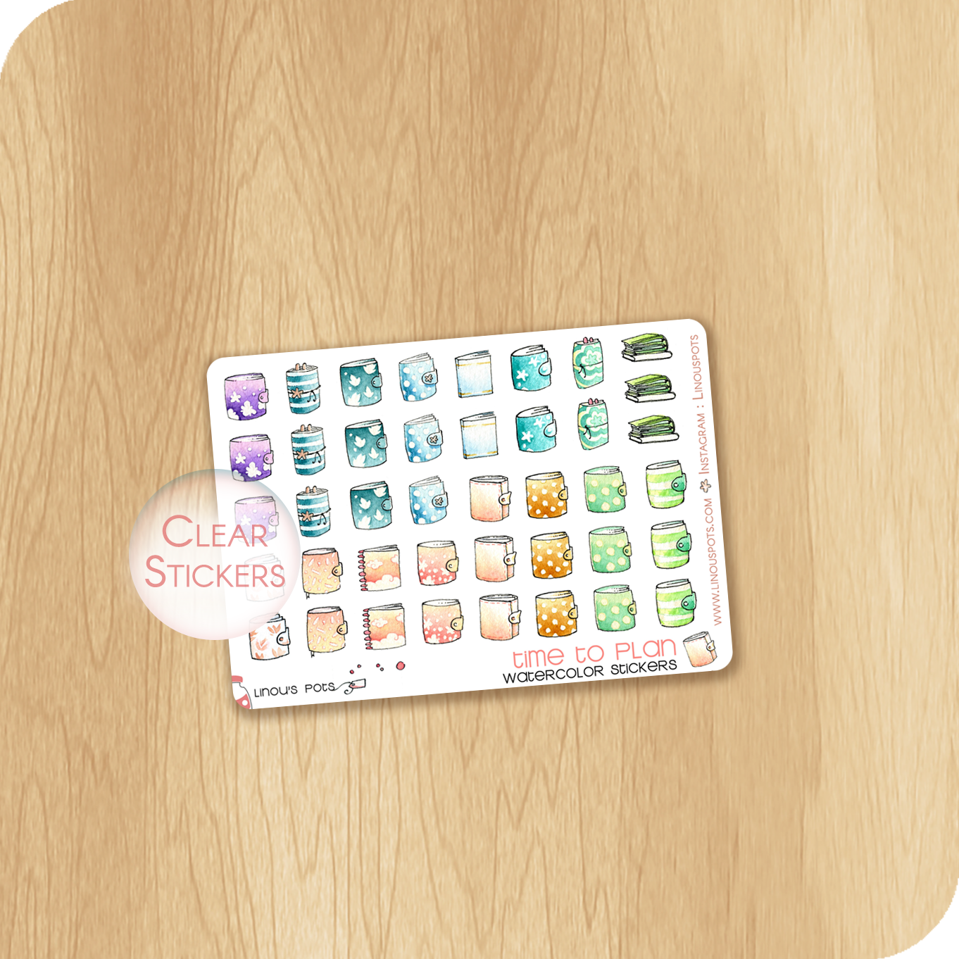Writing Time - Watercolor Planner Stickers - Rainbow Planners