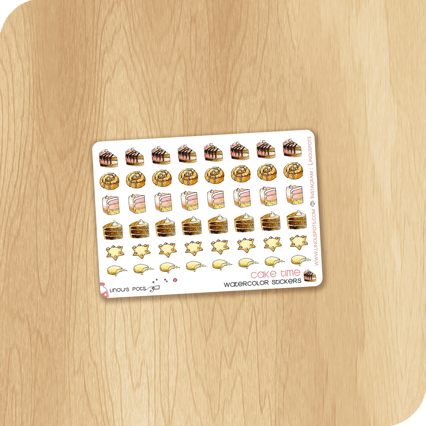 Coffee Time - Watercolor Planner Stickers MINI - Cakes and Biscuits